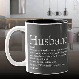 Moderne Grijze Typografische Pret Husband Definiti Tweekleurige Koffiemok