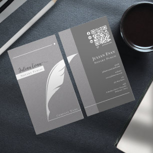 Moderne grijze veren penpunt Logo notaris Visitekaartje
