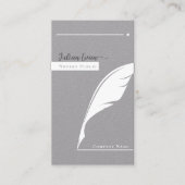 Moderne grijze veren penpunt Logo notaris Visitekaartje (Voorkant)