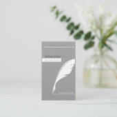 Moderne grijze veren penpunt Logo notaris Visitekaartje (Staand voorkant)