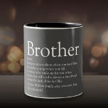 Moderne grijze vun Beste Broer Ever Definitie Tweekleurige Koffiemok<br><div class="desc">Geef uw speciale broer (groot of klein) een persoonlijk tintje om een unieke gave te creëer. Een perfecte manier om hem te shows hoe geweldig hij elke dag is. U kunt de achtergrond zelfs aanpassen aan hun favoriete kleur. Ontworpen door: Thisnotme©</div>