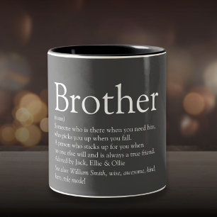 Moderne grijze vun Beste Broer Ever Definitie Tweekleurige Koffiemok