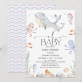 Moderne Grijze Walvis Oh Baby onder Zee Baby showe Kaart (Voorkant / Achterkant)