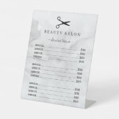 Moderne grijze waterverf gewassen salon-servicemen reclamebord met voetstuk (Voorkant)