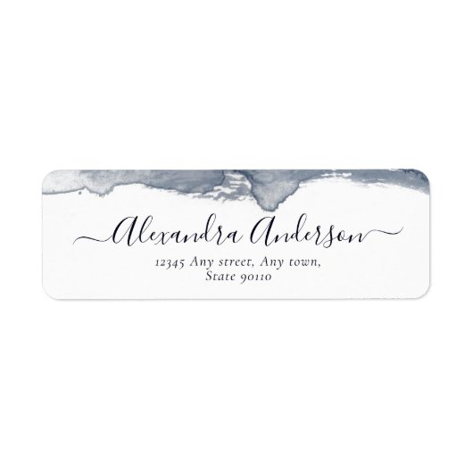 Moderne Grijze Waterverf Kalligrafie Minimal Etiket (Voorkant)