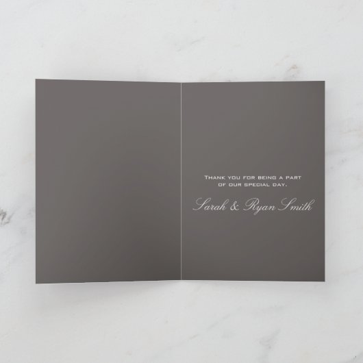 Moderne grijze wervelende trouw-hartelijkdankkaart bedankkaart (Binnen)