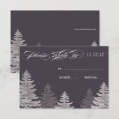Moderne grijze winter trouw RSVP-kaarten bomen RSVP Kaartje (Voorkant / Achterkant)
