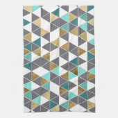 Moderne grijze witte Blauwgroen en Faux Gold-drieh Theedoek (Verticaal)