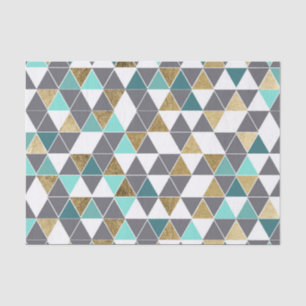Moderne grijze witte Blauwgroen en Faux Gold-drieh Tissuepapier