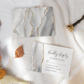 Moderne grijze witte bruine agate Wedding RSVP Kaa