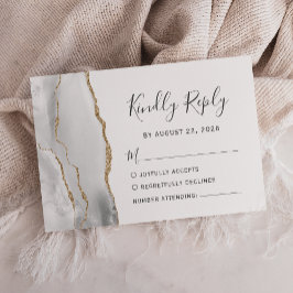 Moderne grijze witte bruine agate Wedding RSVP Kaa Kaartje