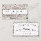 Moderne, grijze, witte en goudmarmer-minimalistisc visitekaartje (Voorkant / Achterkant)