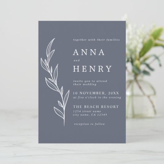 Moderne grijze witte eucalyptus oliage bruiloft kaart (Staand voorkant)