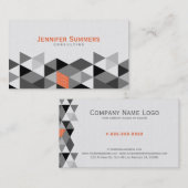 Moderne Grijze & Witte Geometrische Driehoeken Pat Visitekaartje (Voorkant / Achterkant)