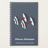 Moderne grijze witte halter motto trainingsschema planner (Voorkant)