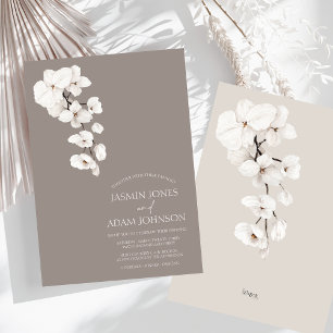 Moderne grijze witte orchidee elegante bruiloft kaart