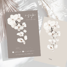 Moderne grijze witte orchidee elegante bruiloft RSVP kaartje