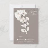 Moderne grijze witte orchidee elegante bruiloft RSVP kaartje (Voorkant)