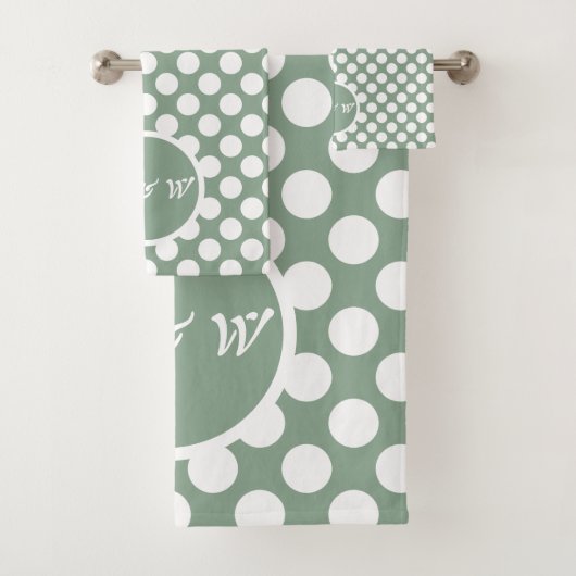 Moderne Grijze & Witte Stippen Bad Handdoek Set (Insitu)