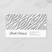 Moderne Grijze Zebra Print Professional Script Visitekaartje (Voorkant)