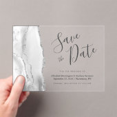 Moderne grijze zilveren gekleurd gekleurd gekleurd acryl uitnodigingen (Insitu (Draagbaar))