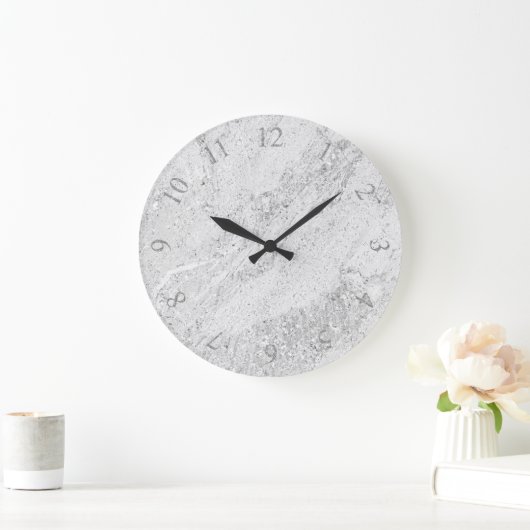 Moderne grijze zilverkleurige getallen grote klok (Huis)