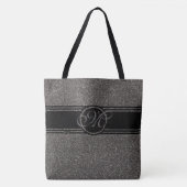 Moderne grijze zwarte glitter-monogram groot tote bag (Voorkant)