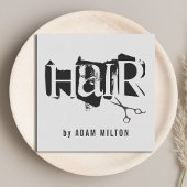 Moderne grijze zwarte schaar haarlijst vierkante visitekaartje