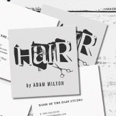 Moderne grijze zwarte schaar haarlijst vierkante visitekaartje