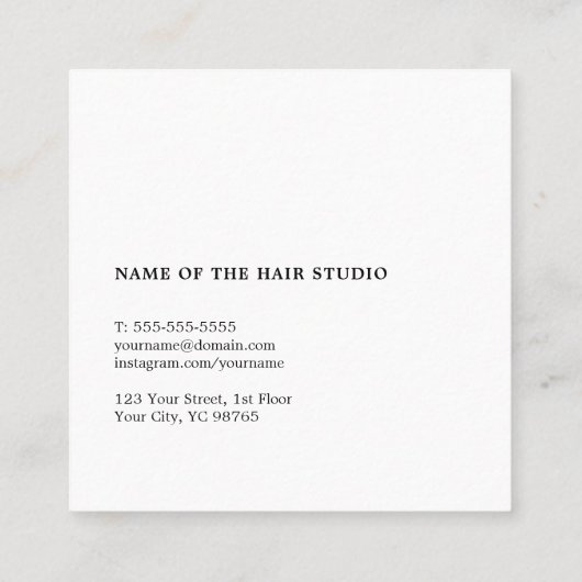 Moderne grijze zwarte schaar haarlijst vierkante visitekaartje (Achterkant)