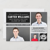 Moderne grijze zwarte striptekening Afstuderen fot Kaart (Voorkant)