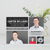 Moderne grijze zwarte striptekening Afstuderen fot Kaart (Staand voorkant)