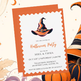 Moderne Gril Heksenhoed Halloween Kaart