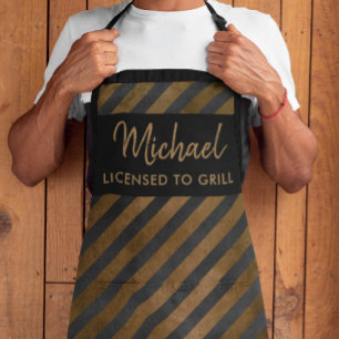 Moderne Grillchef Kookt Krachtige Strepen Schort