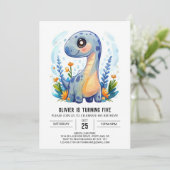 Moderne grillige aangepaste dinosaurus jongen verj kaart (Staand voorkant)