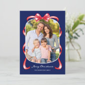 Moderne grillige boog gebogen 2 foto kerst feestdagenkaart (Staand voorkant)