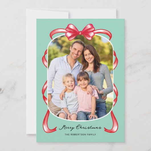 Moderne grillige boog gebogen 2 foto kerst feestdagenkaart (Voorkant)