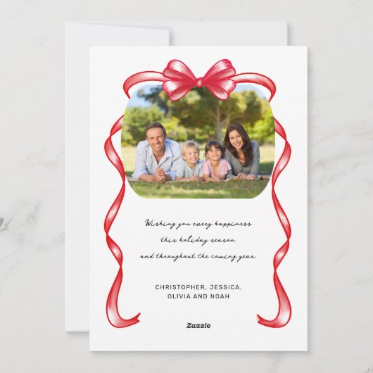 Moderne grillige boog gebogen 2 foto kerst feestdagenkaart (Achterkant)