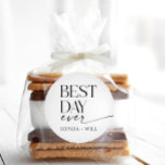 Moderne grillige bruiloft Dank u gevouwen Kaart Ronde Sticker<br><div class="desc">Voeg deze "Best Day Ever" stickers toe aan uw huwelijksgunsten,  traktaties,  geschenken,  tassen en meer! Bewerken met je namen.</div>