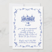 Moderne grillige cupcake doedel verlovingsfeest kaart (Voorkant)