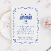 Moderne grillige cupcake doedel verlovingsfeest kaart