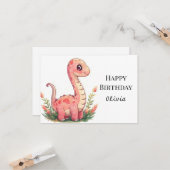 Moderne grillige dinosaurus verjaardag kaart (Voorkant / Achterkant in situ)