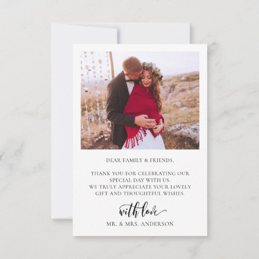 Moderne grillige enorme gouden script 2 foto bruil bedankkaart (Achterkant)