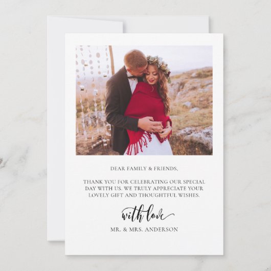 Moderne grillige enorme script 2 foto bruiloft bedankkaart (Achterkant)