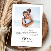 Moderne grillige enorme script 2 foto bruiloft bedankkaart