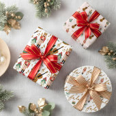 Moderne grillige Fa La Notenkraker Kerstmis Inpakpapier Vel