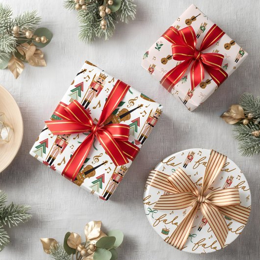 Moderne grillige Fa La Notenkraker Kerstmis Inpakpapier Vel