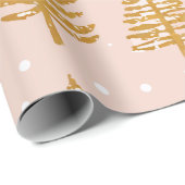 Moderne grillige feestdagen bomen goud roze patroo cadeaupapier (Rol Hoek)