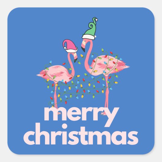 Moderne grillige flamingo Kerst stickers (Voorkant)