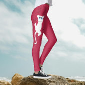 Moderne grillige Fun Red White Cat Mom Cartoon Leggings